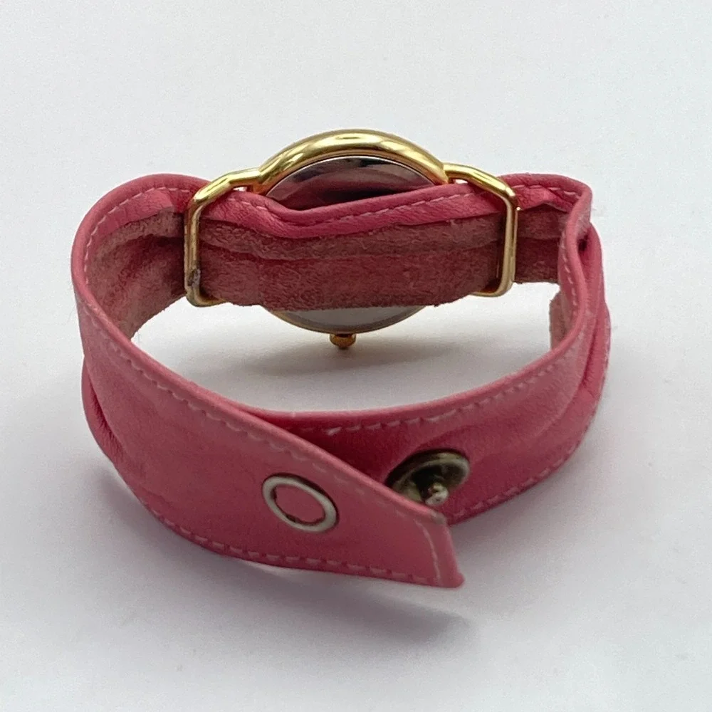 Vintage Moulin Women's Watch Gold Tone 30mm Crystals MOP Dial New Battery 6.25